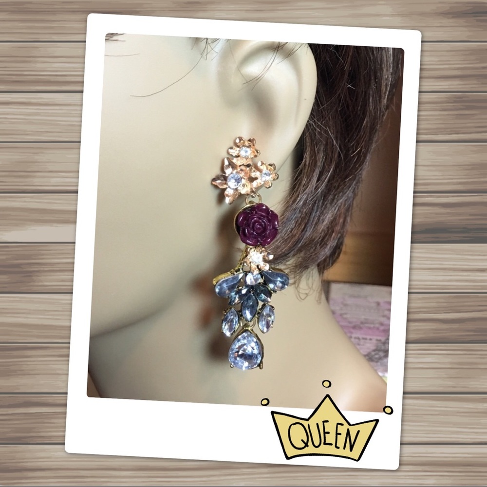 Rose Dangle Stud Earrings